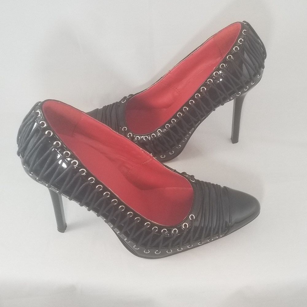 Ellie Black Corset Style Stiletto High Heels